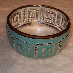 Chunky Silver and Blue Geometric Bracelet